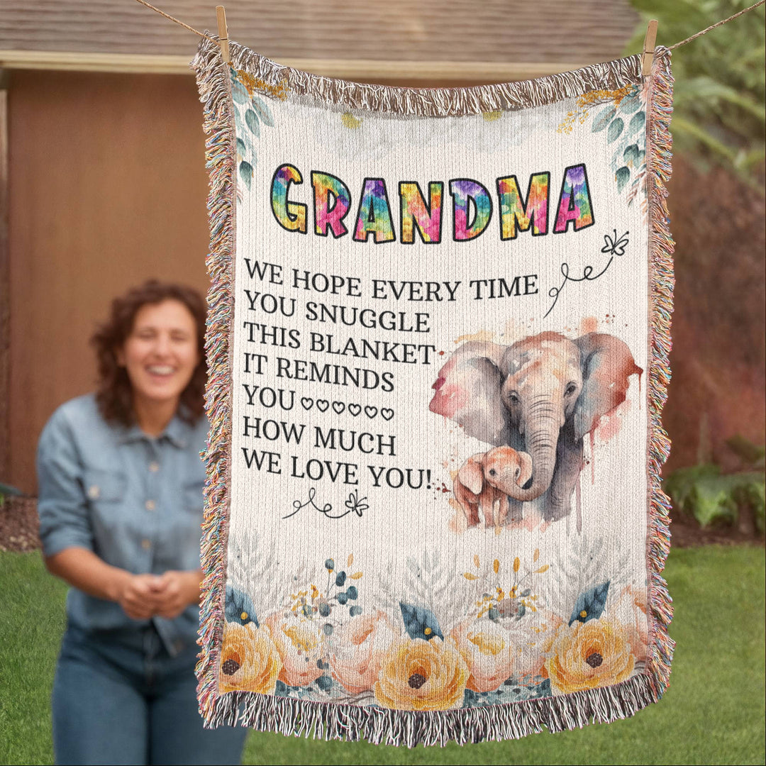 To My Grandma Elephant Woven