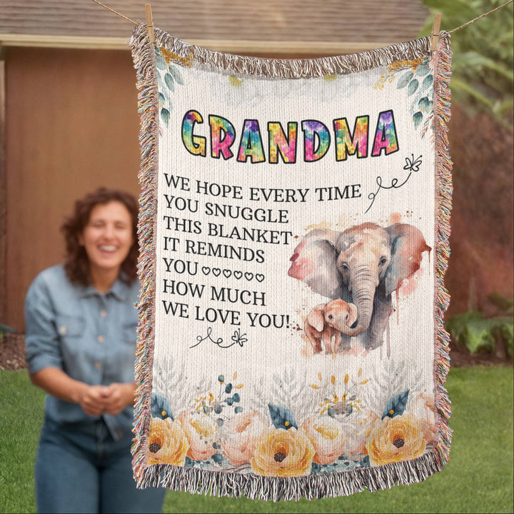 To My Grandma Elephant Woven