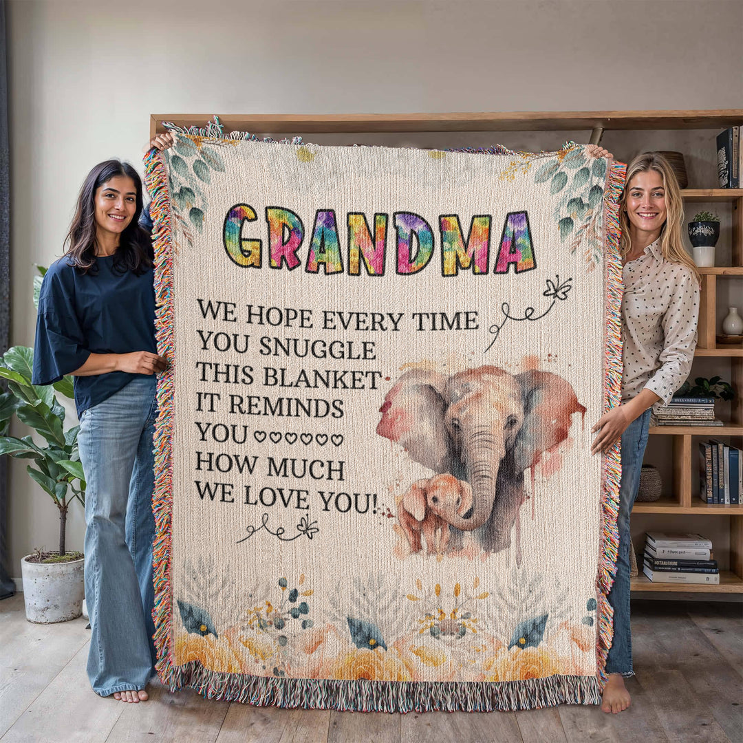 To My Grandma Elephant Woven